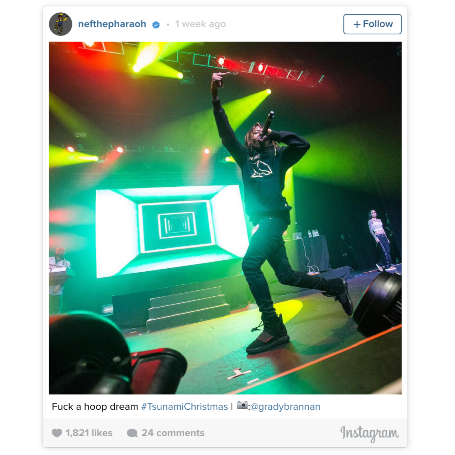 Nef on YEEZY Boost 750's and OVO hoodie