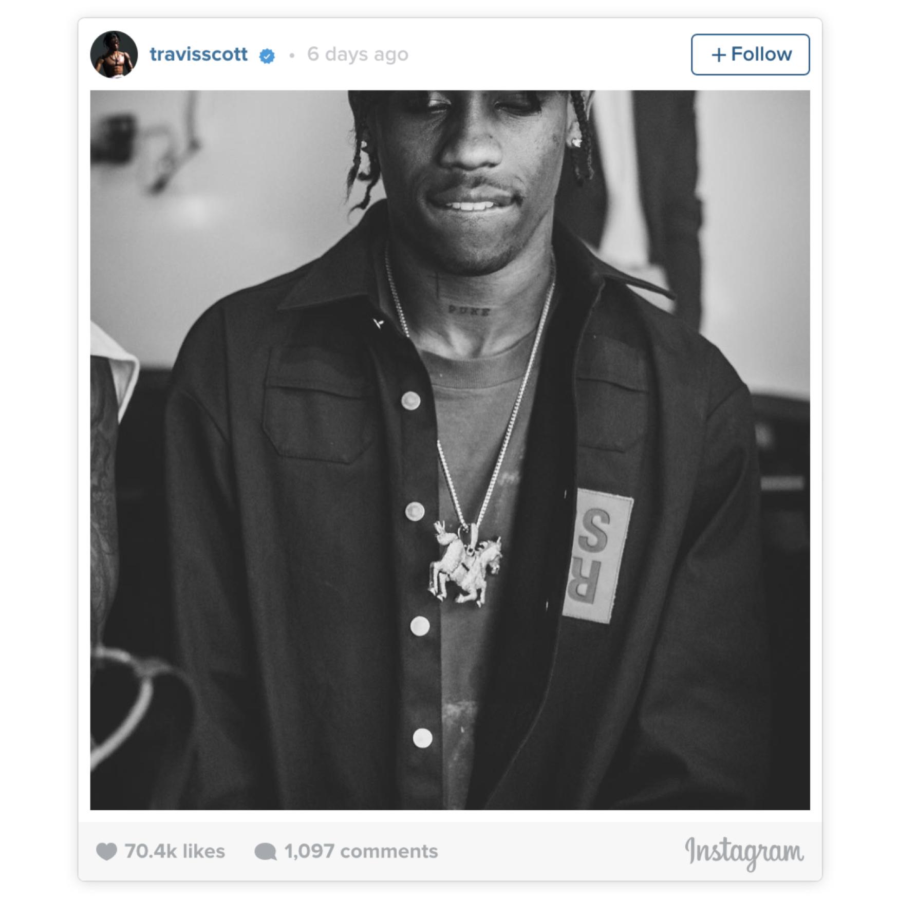 Travis Scott on Raf Simsons