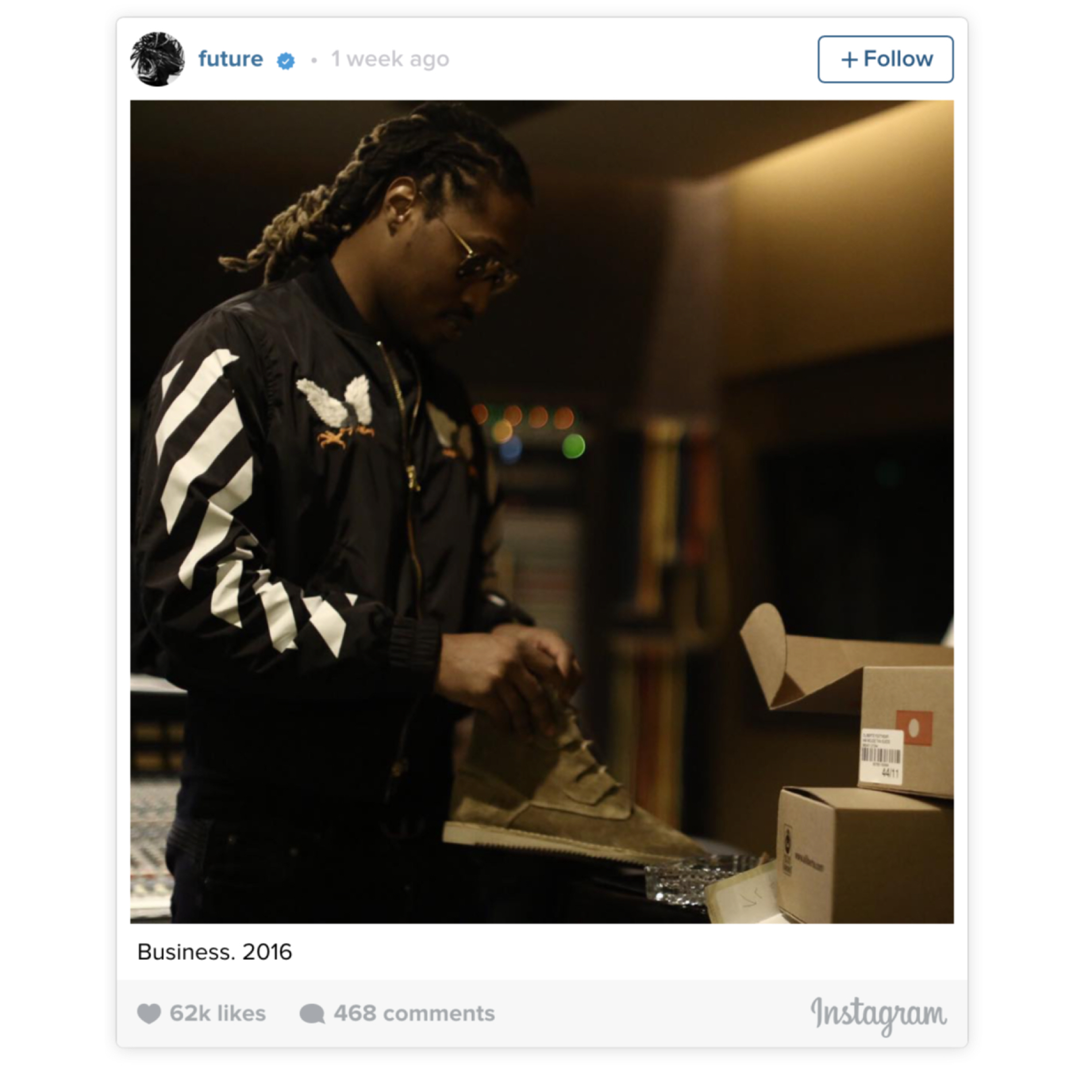 Future on hoodie by Off-White